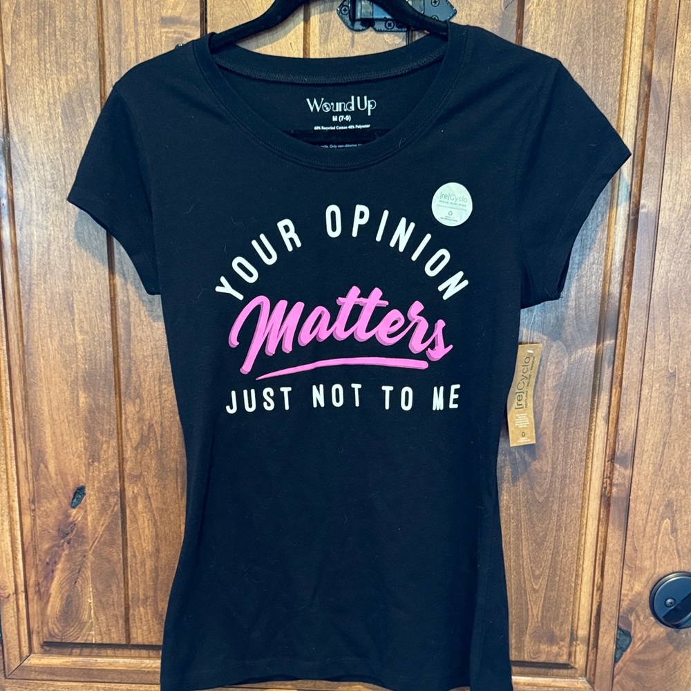 Wound Up Black Tee with Pink Graphic